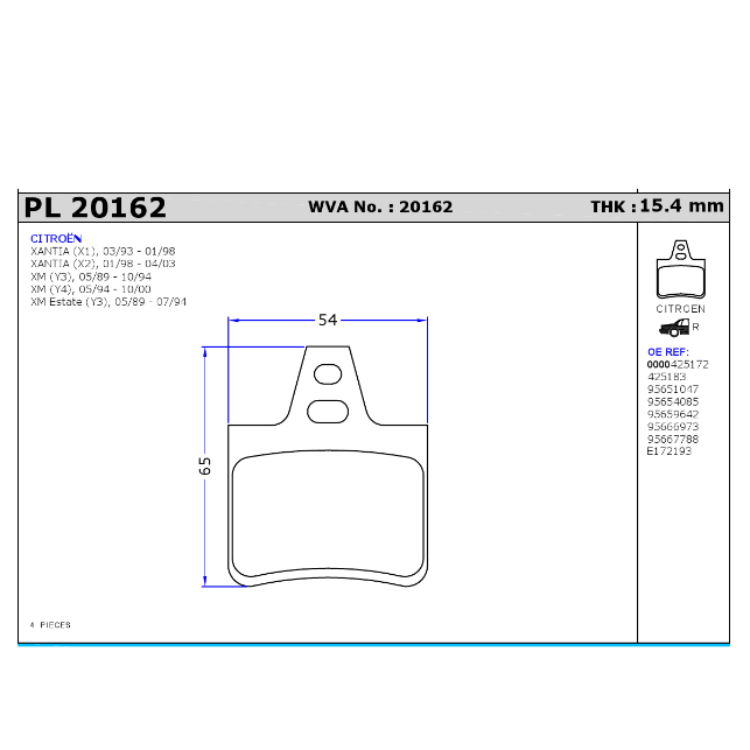 لنت ترمز عقب زانتیا 2000 – 1800 (PK جهان لنت)